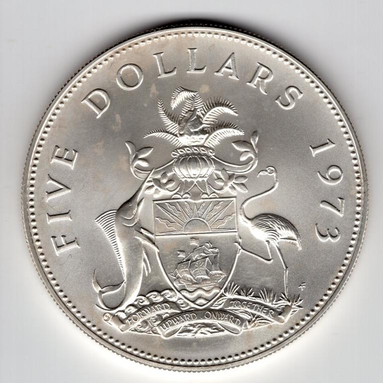 5 долларов - Багамские острова (Багамы) - 1972 - серебро 925 - KM#33