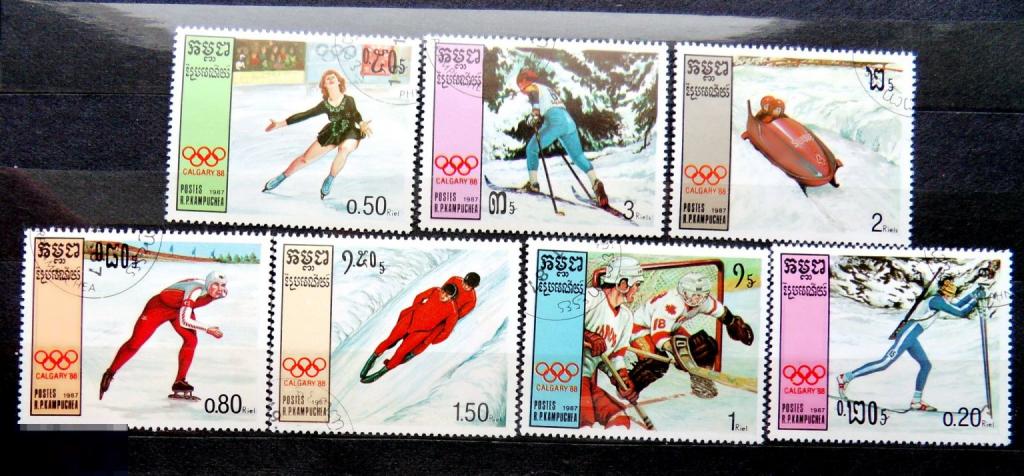 Кампучия 1987  гашен. А3с6 марки зимние виды спорта Олимпиада