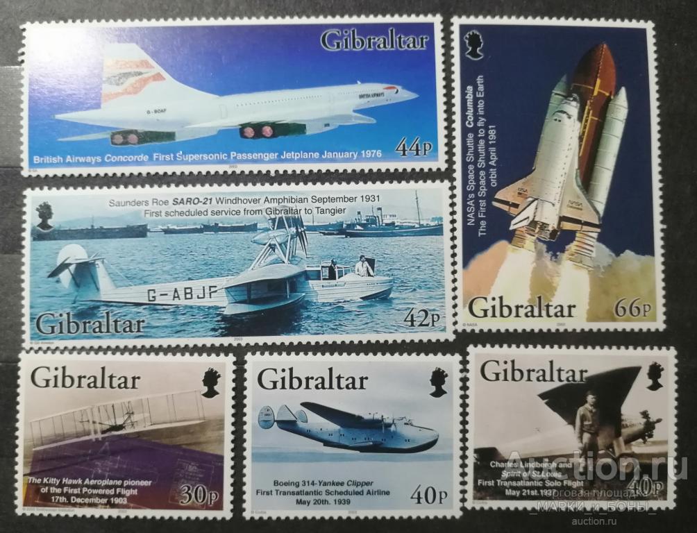 ГИБРАЛТАР 2003г. 100 лет истории авиации (6 марок). Чистые** (7-230)