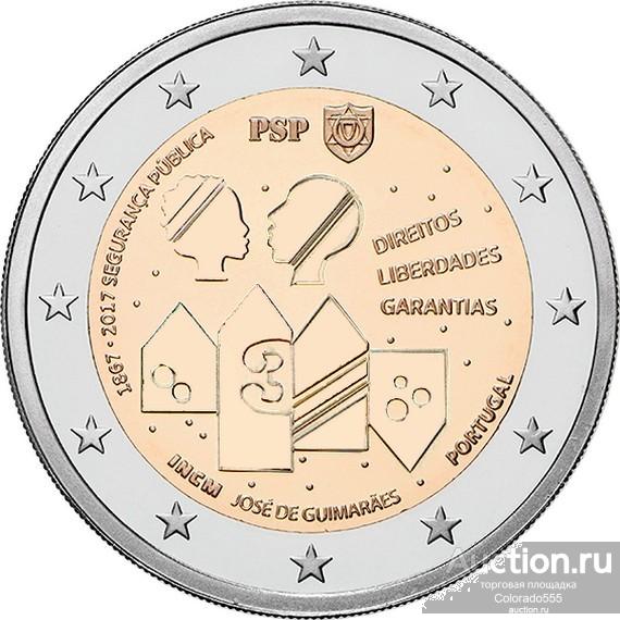 Португалия, 2 евро 2017 г., 150 лет Полиции общественной безопасности. UNC.