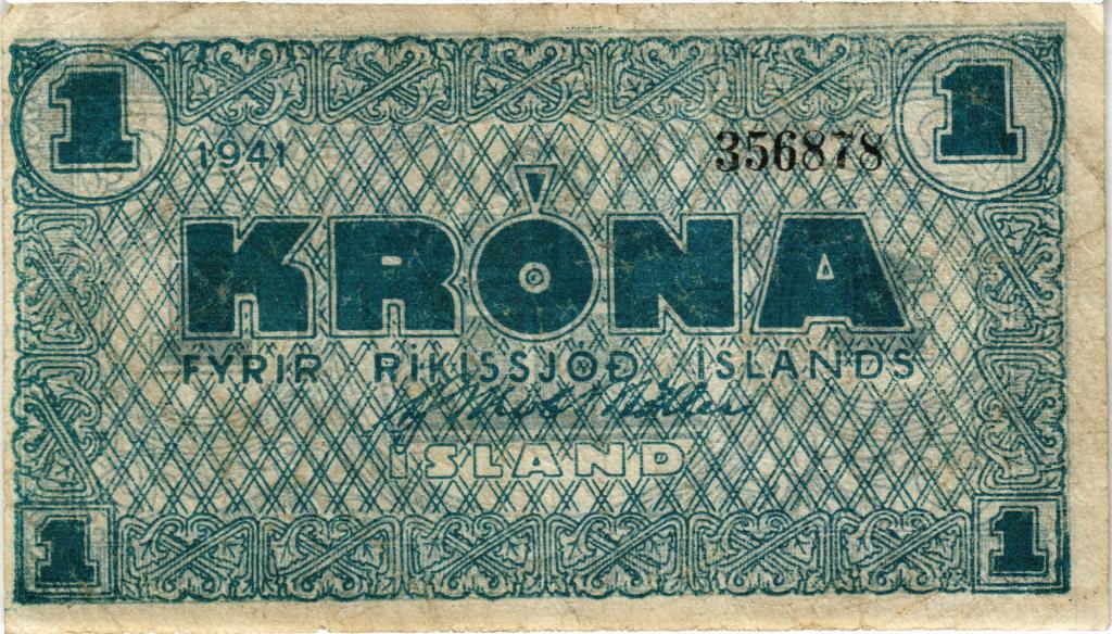 1 крона 1941 (1944 - 1947) Исландия P. 22d