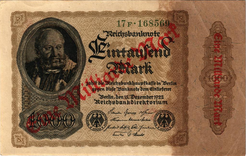 1000 марок 1922 надпечатка 1000000000 марок 1923