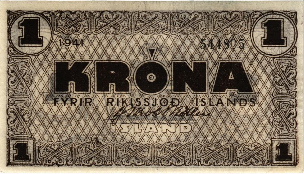 1 крона 1941 (1944 - 1945) Исландия P. 22e