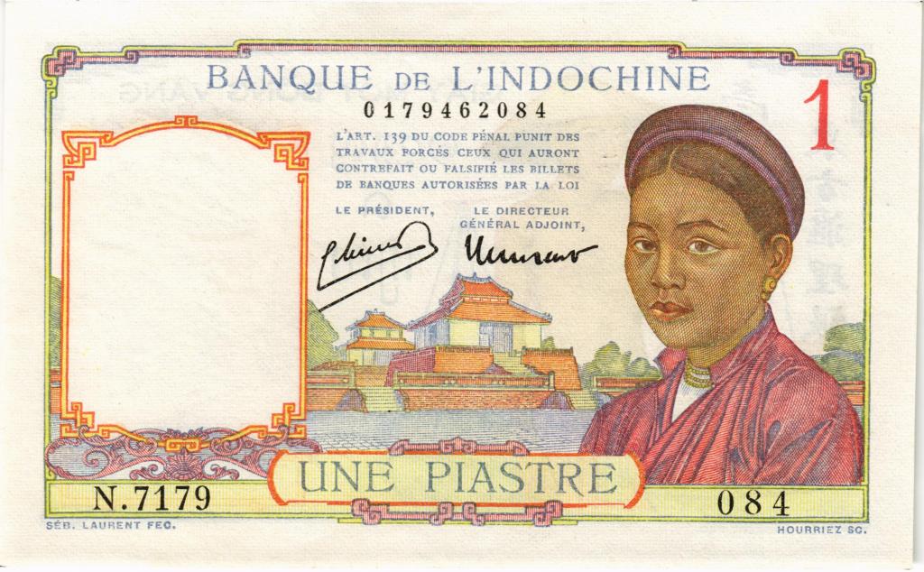 1 пиастра (1932-1939) 1946 Французский Индокитай aUNC P.54c