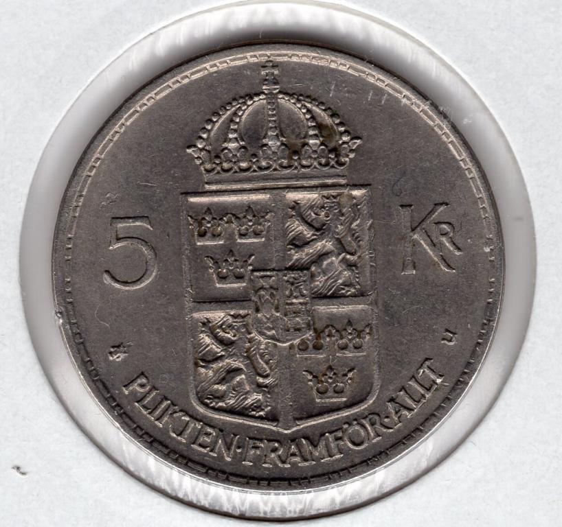 5 крон - Швеция - 1972 - Густав VI Адольф - KM#846