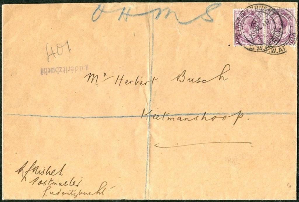 Британская оккупация Германской Юго-Западной Африки 1917 ПМВ шт LUDERITZBUCHT заказное служебное ЮАС