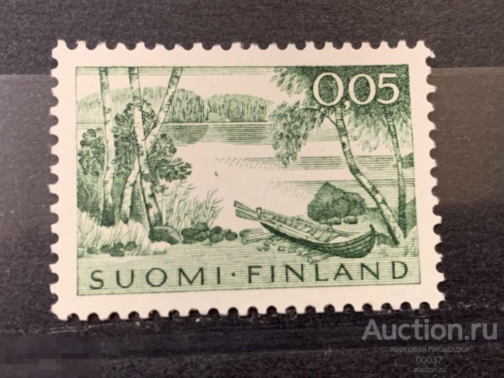 1963. Финляндия. Пейзаж с озером и Гребной лодкой.  Mi.: 578