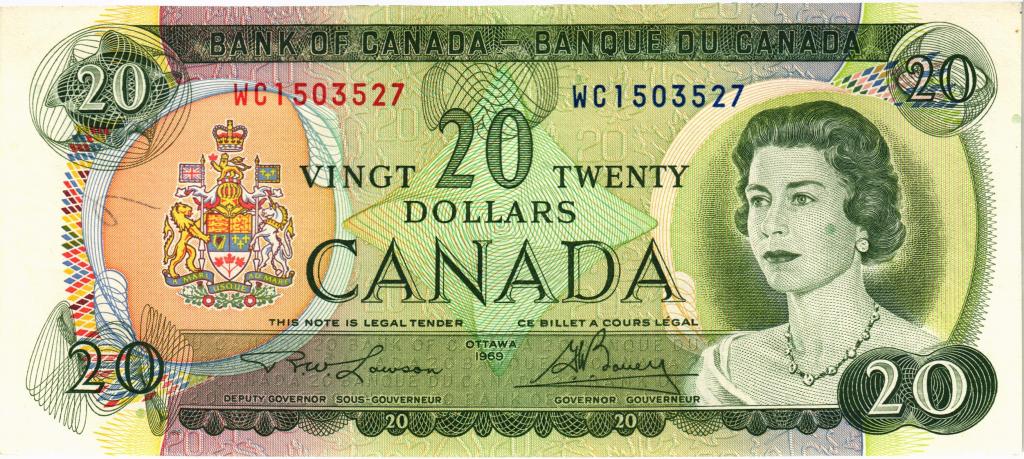 20 долларов 1969 Канада, P89b