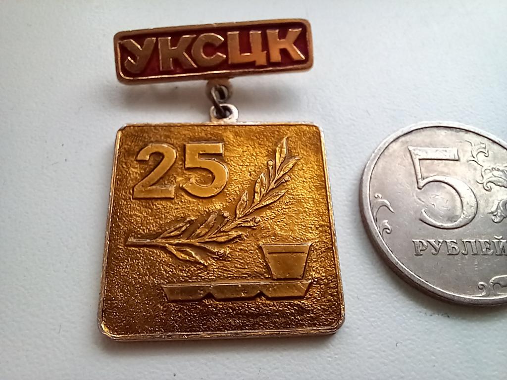 ЗНАЧОК. 25 ЛЕТ УКСЦК.ЗА БЕЗУПРЕЧНЫЙ ТРУД.1972.Каз.ССР.