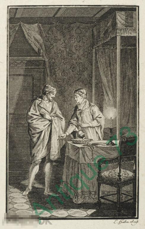 Гравюра Европейская Старинная . Жанровая / Французская Илл. XVIII в. 1793 г. . [GRV 49-5]