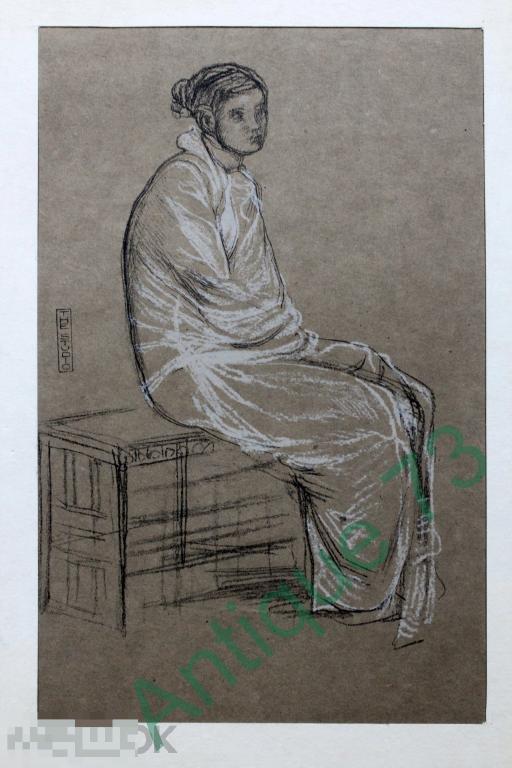 На ранней стадии "An Early Study" James Whistler Литография T. Way ок 1880