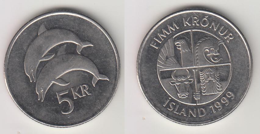 Исландия 5 крон 1999 М