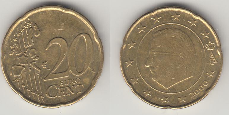 Бельгия 20 центов 2000 М
