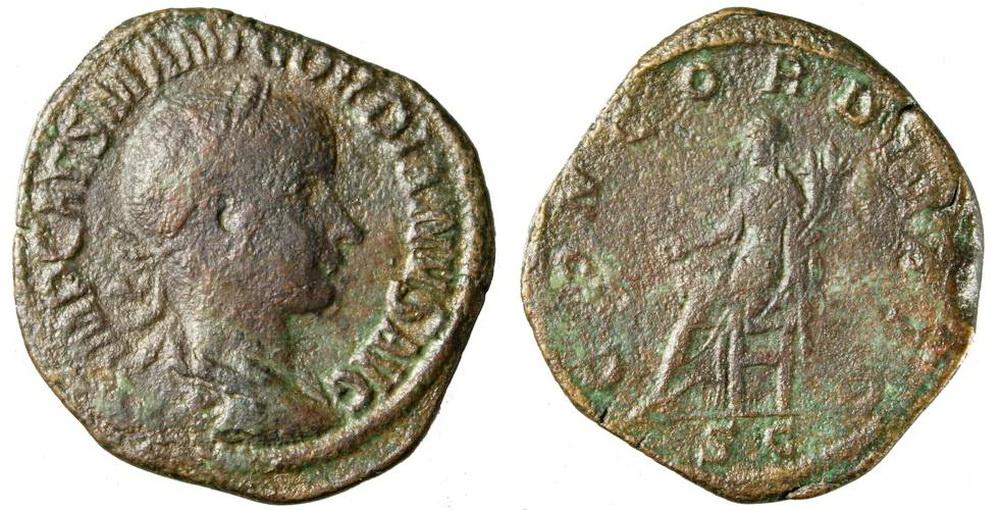 Римская империя Гордиан III 238-244 гг. Сестерций 18,65 гр. (0021)