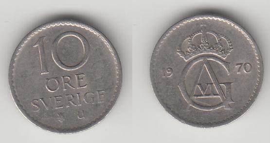 Швеция 10 эре 1970 М