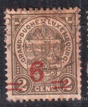 1915- 1924. Люксембург. надпечатка  6/2C. Герб.  Mi.: