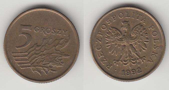 Польша 5 грош 1992 М