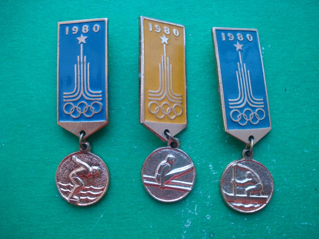 Олимпиада  - Москва 1980. Плавание, Гимнастика - брусья, Гребля - каноэ.  СССР.