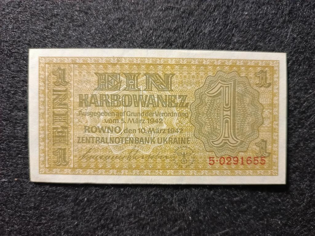 1 карбованец 1942 года Украина Ровно Оккупационный выпуск Германии Состояние  UNC !!!