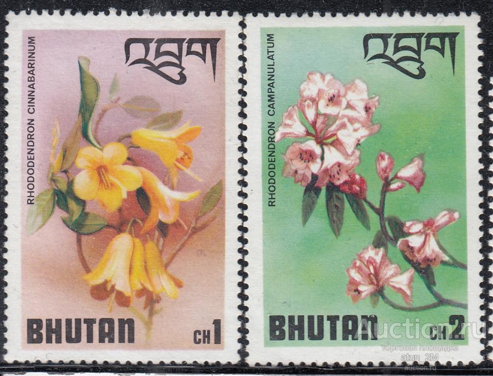 Бутан. 1976 год. Рододендроны. 2 марки. Начало серии