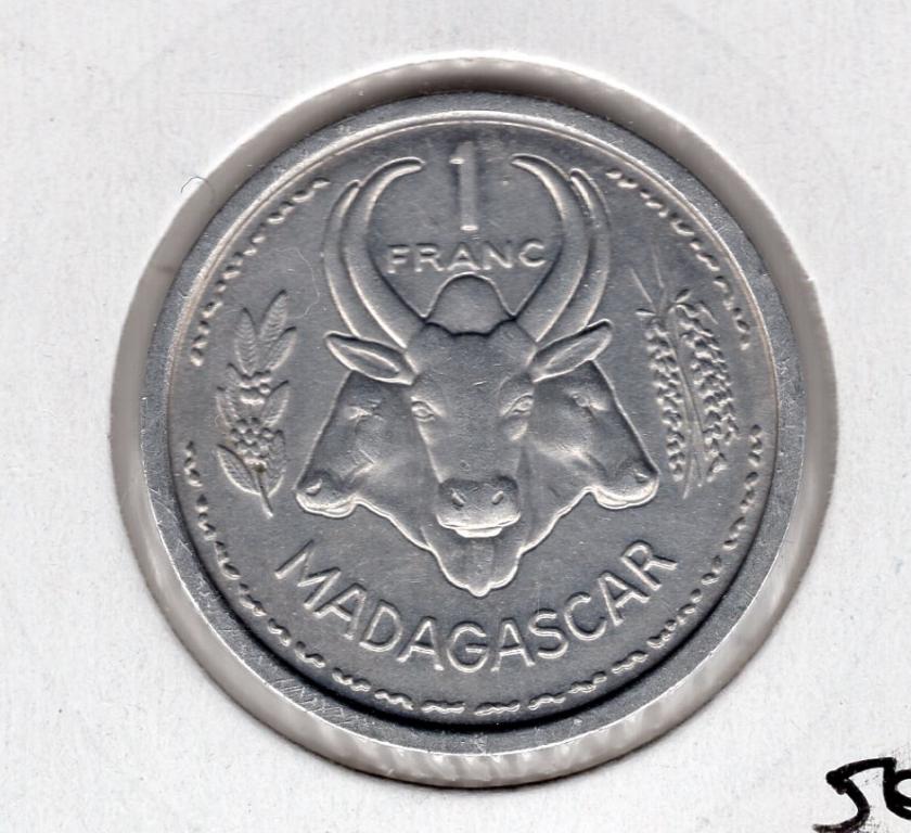 1 франк - Мадагаскар - 1958 - Бык - KM#3