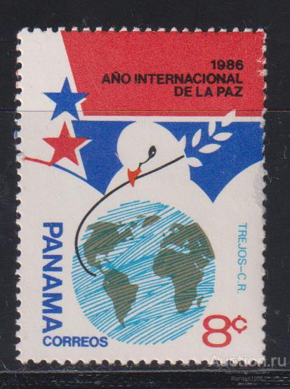 Панама Чистая марка Год Мира Голубь 1986