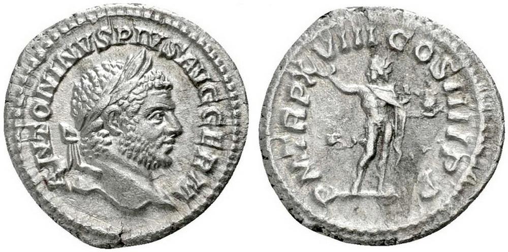 Римская империя, Каракалла 198-217 гг. Денарий 2,72 гр. (0111)
