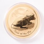 100 долларов 2009 год. Год Быка. Австралия. Золото 999.9 пробы - 31.1 грамм. Редкая! #90
