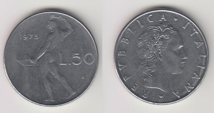 Италия 50 лир 1975 М