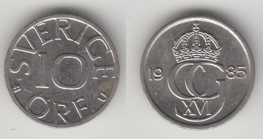 Швеция 10 эре 1985 М