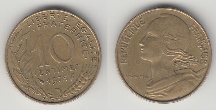 Франция 10 сантимов 1975 М