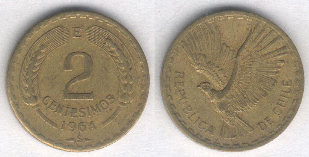 Монета Чили 2 сентесимо 1964 г. VF (1)