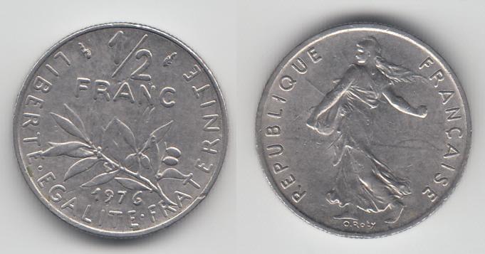 Франция 1/2 франка 1976 М