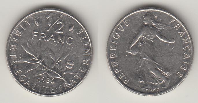 Франция 1/2 франка 1986 М