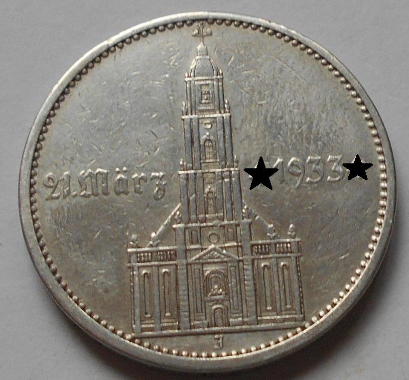 5 марок 1934 год F германия  серебро