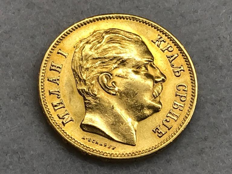 Сербия 20 динаров 1882 Золото Оригинал Редкая