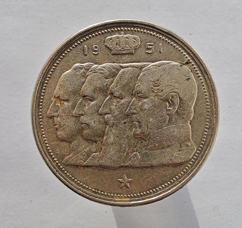Бельгия 100 франков 1951 серебро Ag835