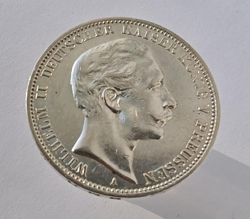 Германская империя Германия Пруссия 3 марки 1912 серебро Ag900 сохранность