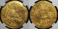 3 дуката 1698 года. Трансильвания. NGS AU58