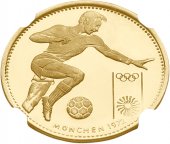 Парагвай. 1500 Гуарани 1972 г. Золото. 10.7 г*0.900 0.3096 oz. Футбол! СЛАБ NGC PF 68 ULTRA CAMEO!