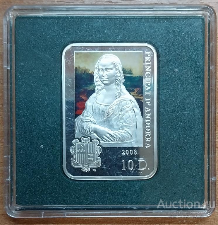10 динеров 2008 года "Художники мира - Леонардо да Винчи", Андорра, серебро.