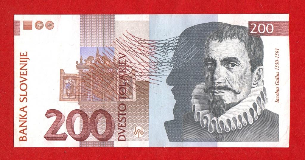 Словения, 200 толаров / толариев, 2001, XF, RR 726734 – ПЕРВЫЙ ВЫПУСК