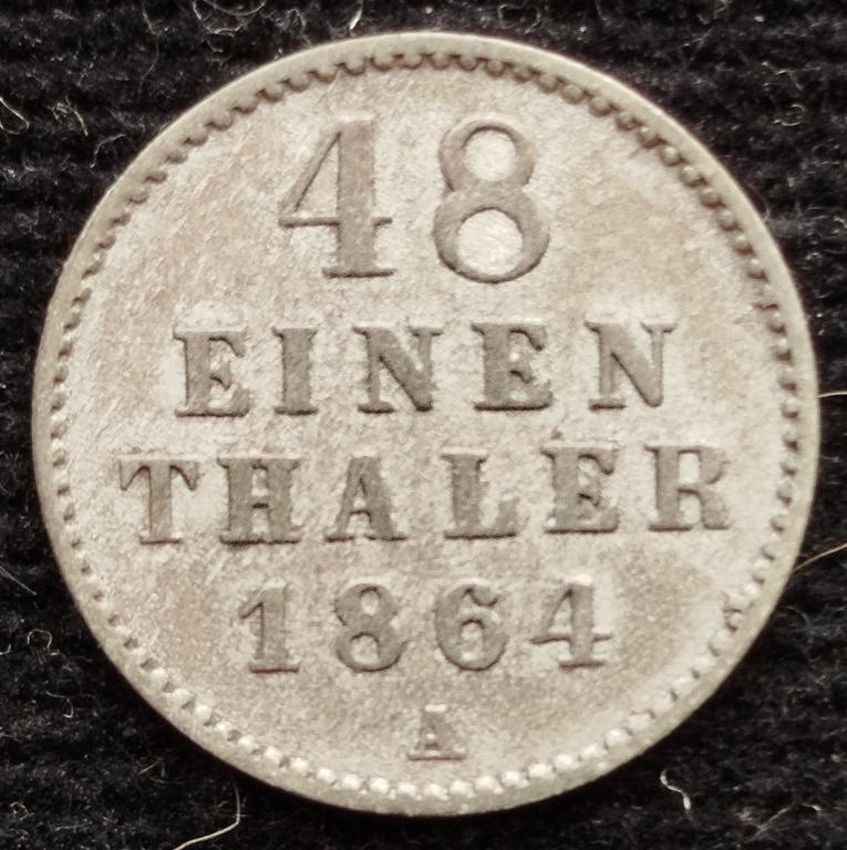 Мекленбург-Шверин 1-48 талера 1864 год-( серебро)
