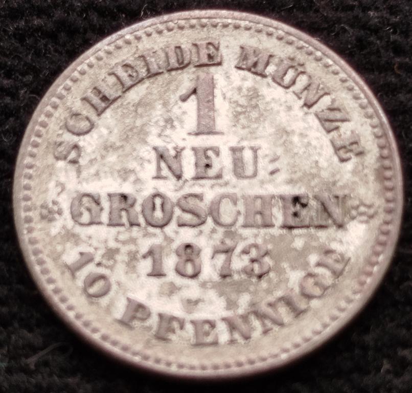 Саксония 1 грош 1873 года Иоганн V,  Серебро. Оригинал