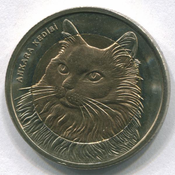 Турция 1 лира 2010 г Кошка