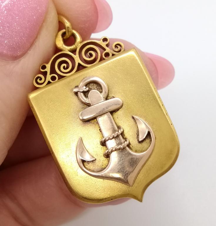 Антикварный Медальон 56 пр Якорь Царская Россия