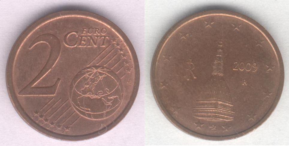 Монета Италия 2 евроцента 2009 г. XF