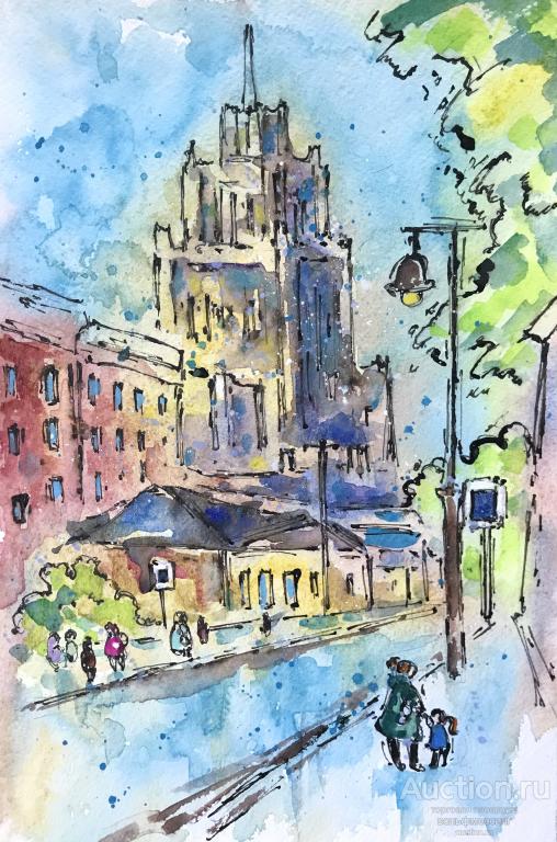 Акварель, Москва, формат А4, художник А. Шуберт