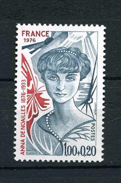 Франция. Анна де Ноай. Французская поэтесса, писательница. Серия. 1976.**