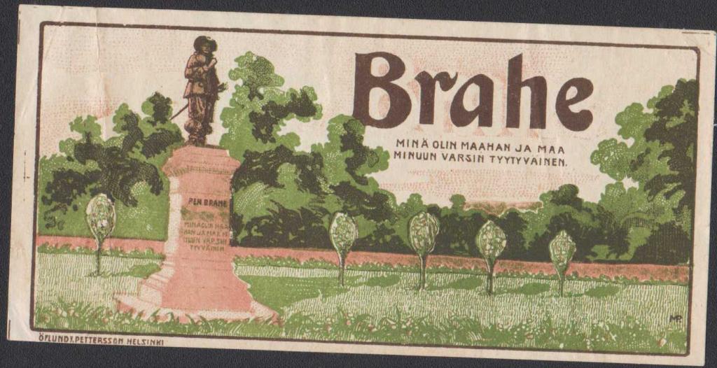 Этикетка обертка фантик Папиросы Брахе  Brahe табак сигары Эстония Финляндия Россия 1920е
